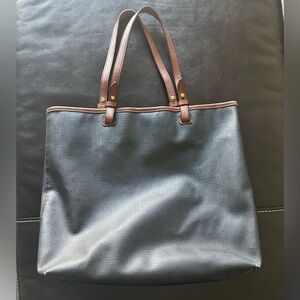 Fossil Textured Black Leather Tote Large‎ Preowned
